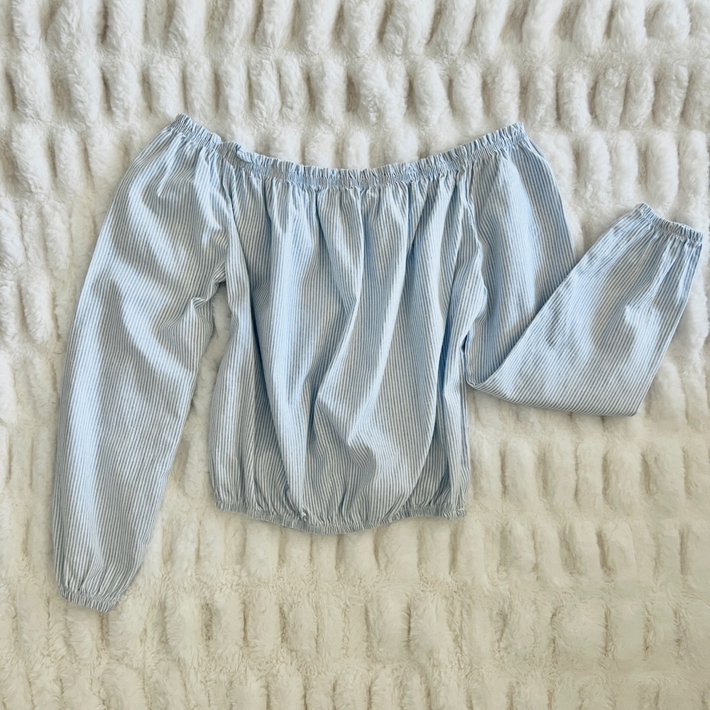 John Galt Brandy Melville Stripped Off Shoulder Striped Blouse